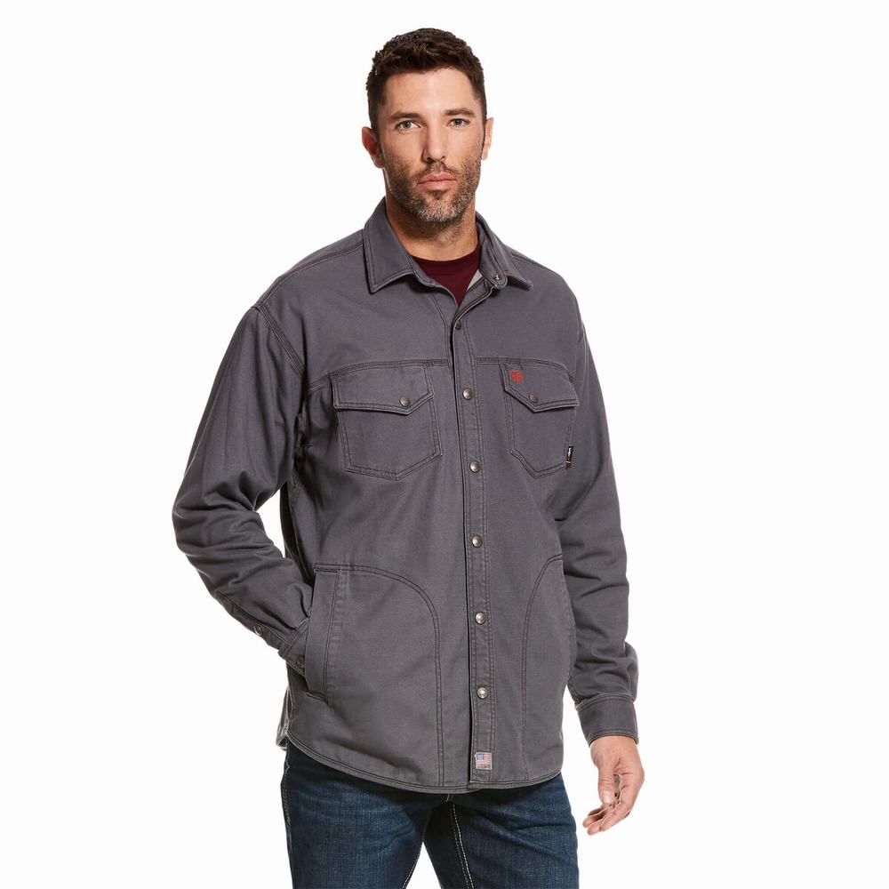 Grey Men\'s Ariat FR Rig Jackets | 2738-IDZVE