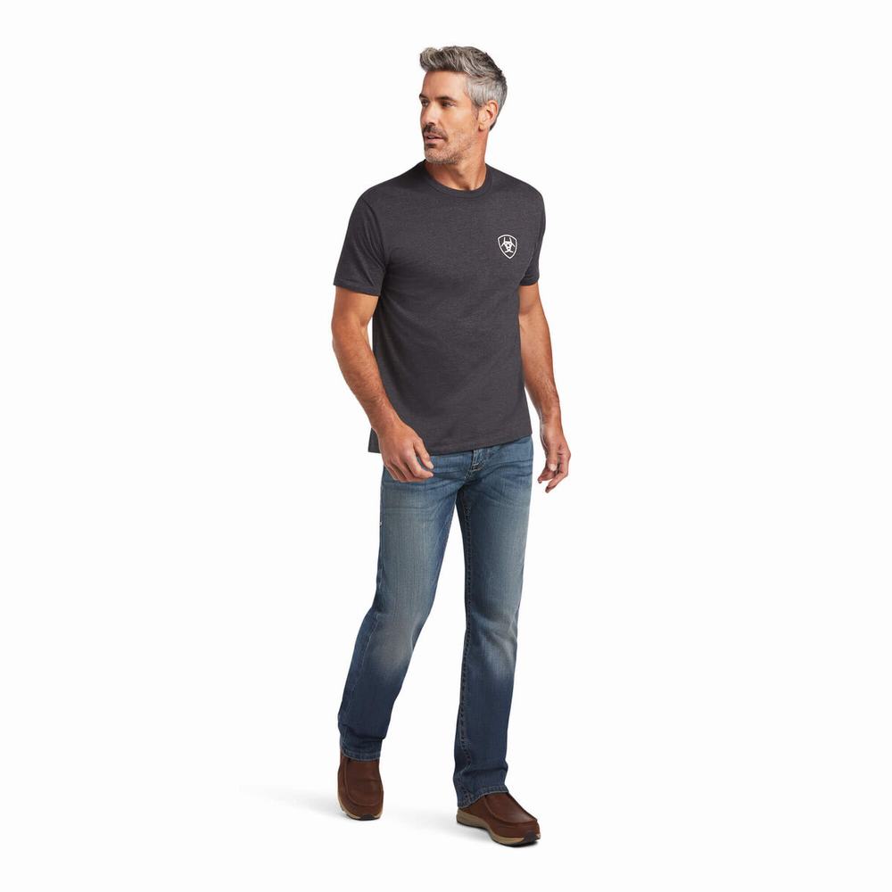 Grey Men's Ariat Farm Polo Shirts | 5970-TGSIO