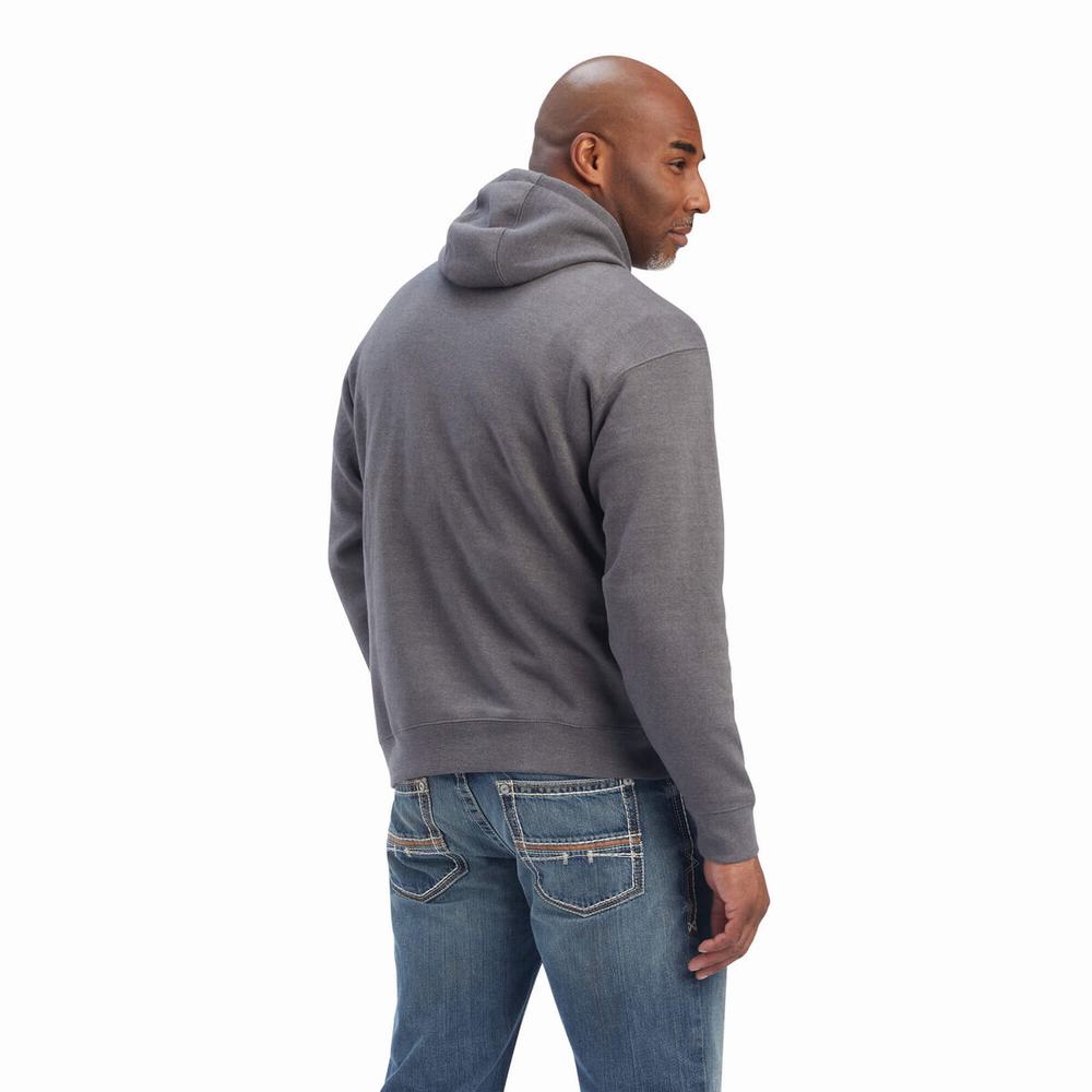 Grey Men's Ariat Pastures Hoodies | 7814-CIAQM