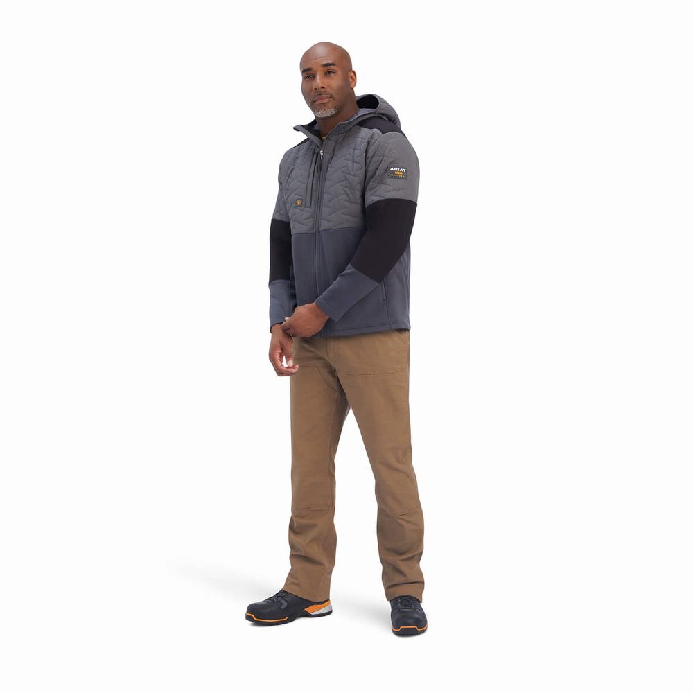 Grey Men's Ariat Rebar Cloud 9 Insulated Jackets | 3185-GXBQK