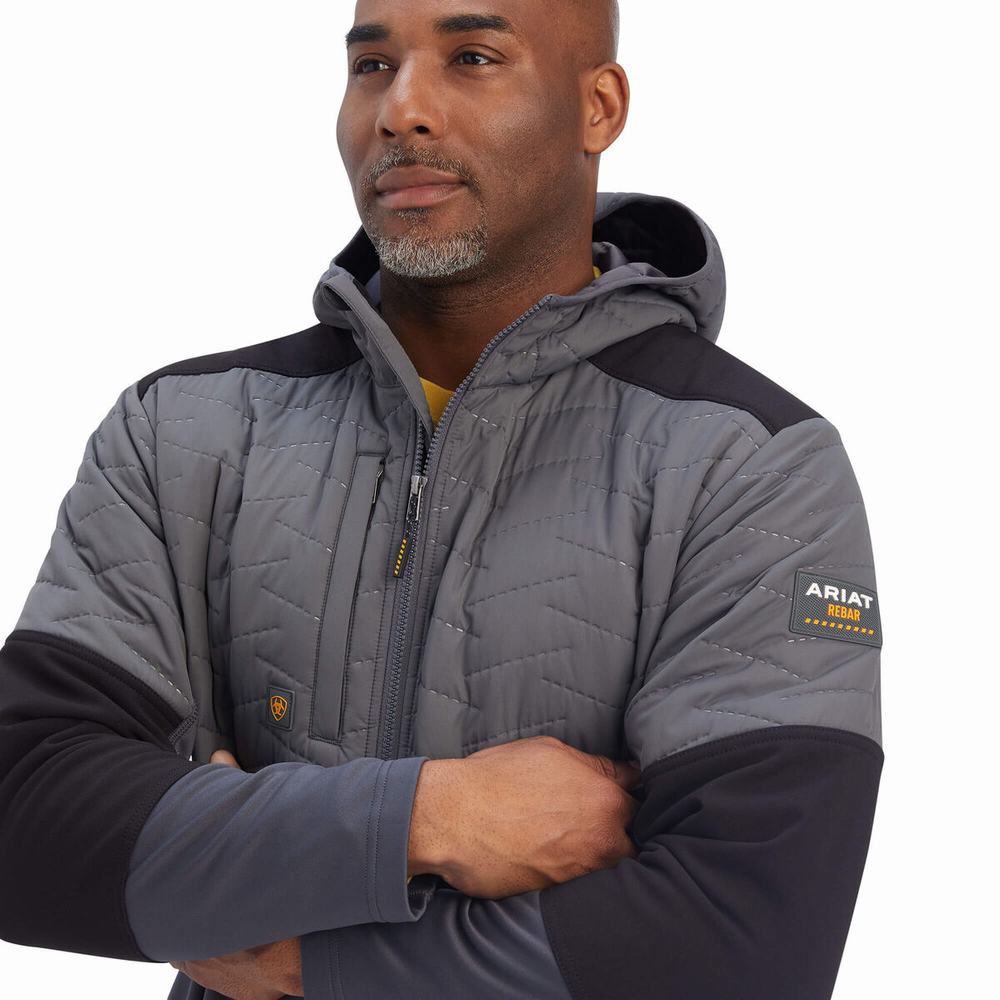 Grey Men's Ariat Rebar Cloud 9 Insulated Jackets | 3185-GXBQK