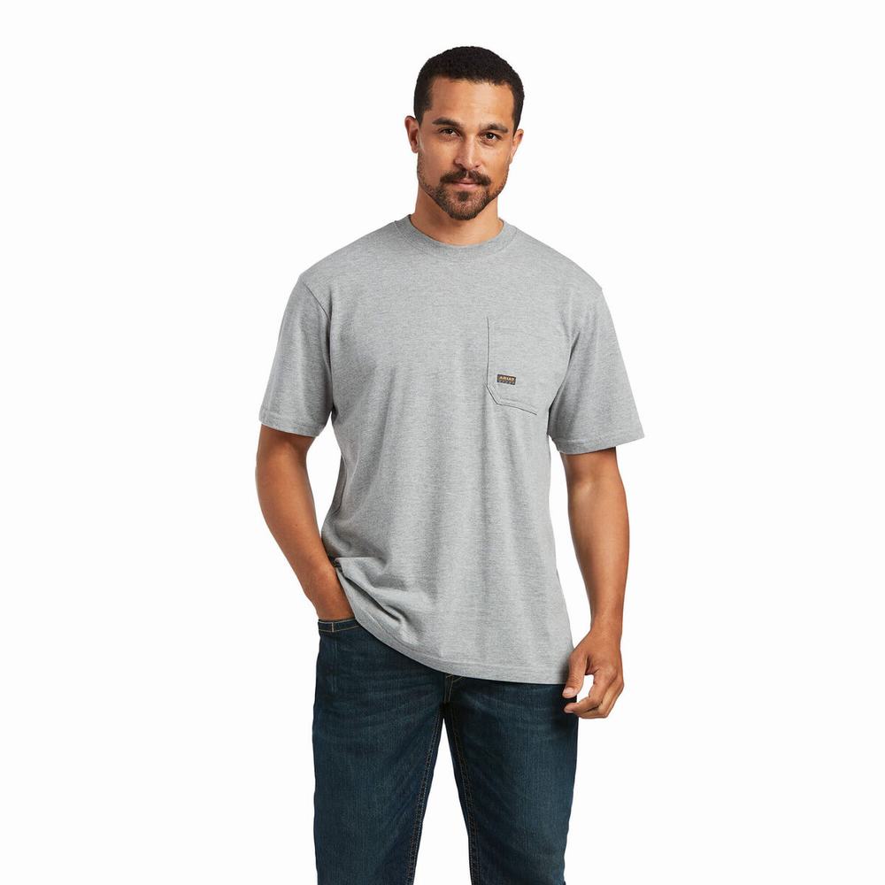 Grey Men's Ariat Rebar Cotton Strong Mexican Pride Graphic Tops | 3701-STDYX