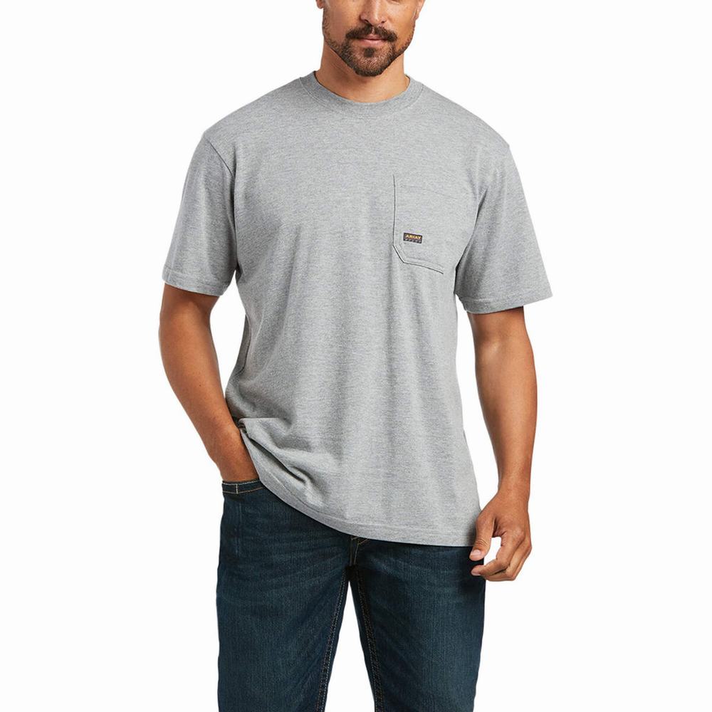 Grey Men's Ariat Rebar Cotton Strong Mexican Pride Graphic Tops | 3701-STDYX