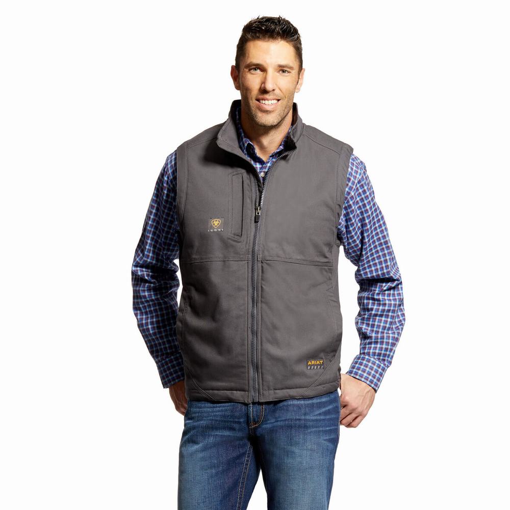 Grey Men\'s Ariat Rebar DuraCanvas Jackets | 0724-LJXQG