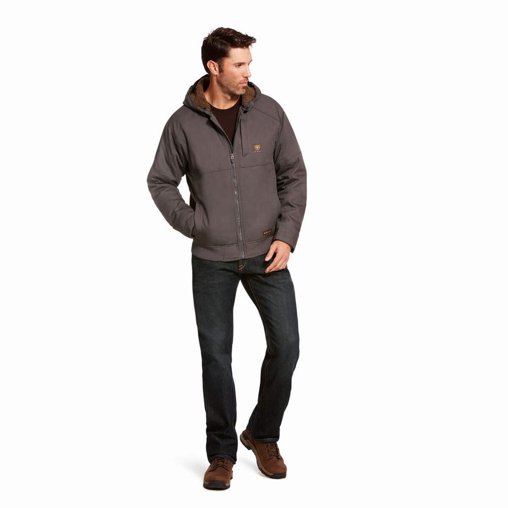 Grey Men's Ariat Rebar DuraCanvas Jackets | 4201-BGJLD