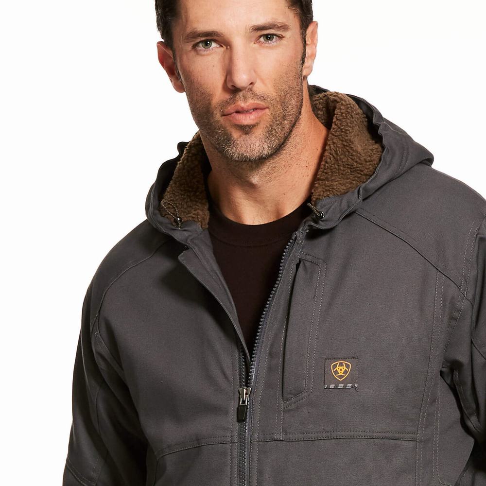 Grey Men's Ariat Rebar DuraCanvas Jackets | 4201-BGJLD