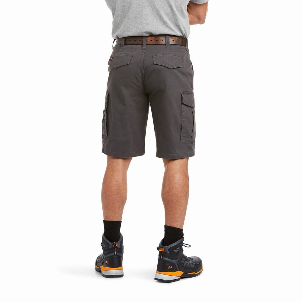 Grey Men's Ariat Rebar DuraStretch Made Tough Cargo Pants | 6592-RUEJQ