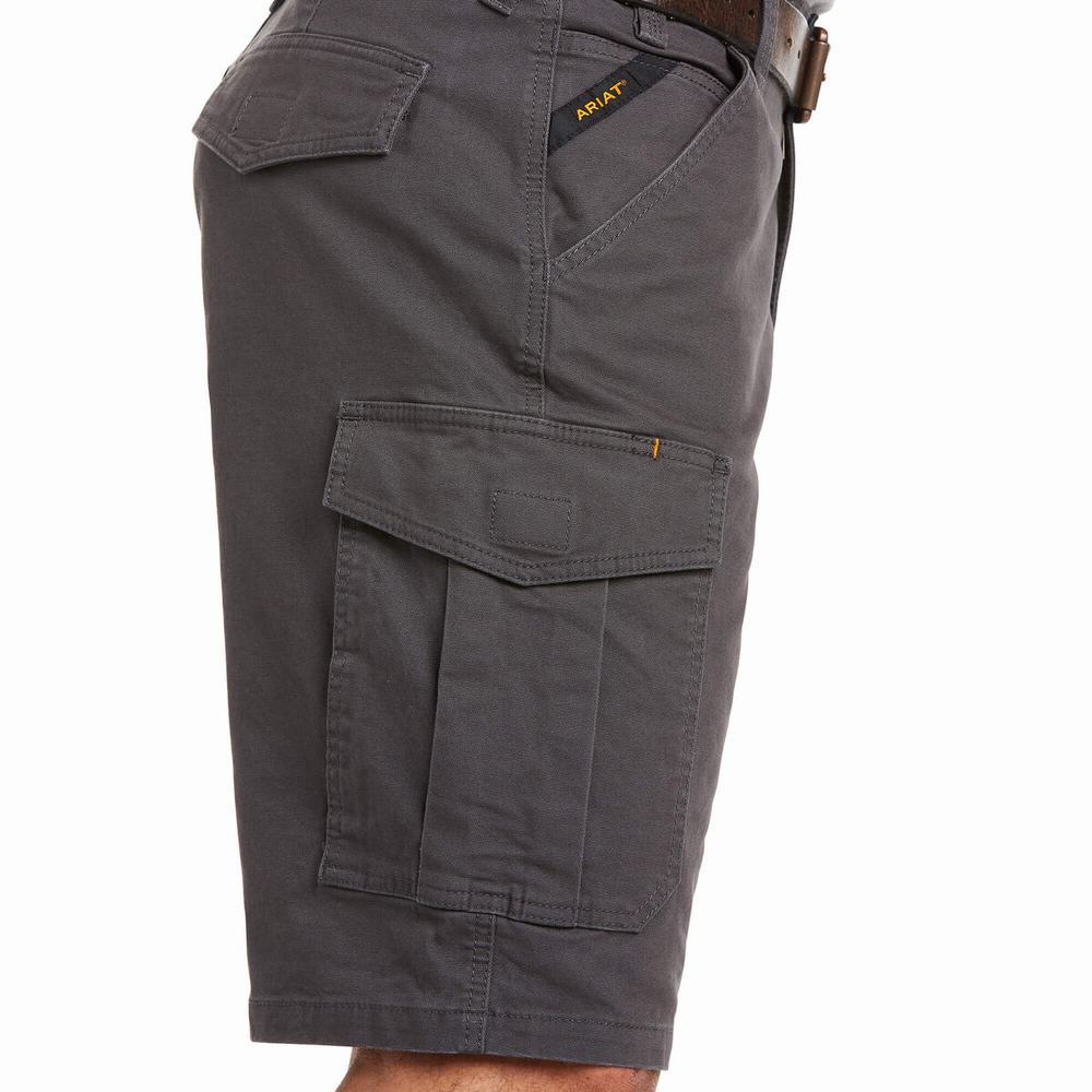 Grey Men's Ariat Rebar DuraStretch Made Tough Cargo Pants | 6592-RUEJQ