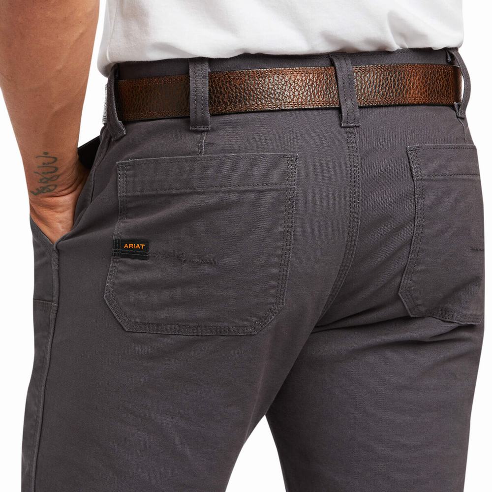 Grey Men's Ariat Rebar M7 Slim DuraStretch Made Tough Double Front Pants | 3506-JSWQB