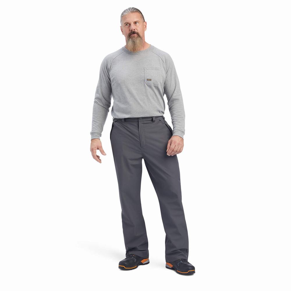 Grey Men's Ariat Rebar Stormshell Waterproof Pants | 1894-KDNHB