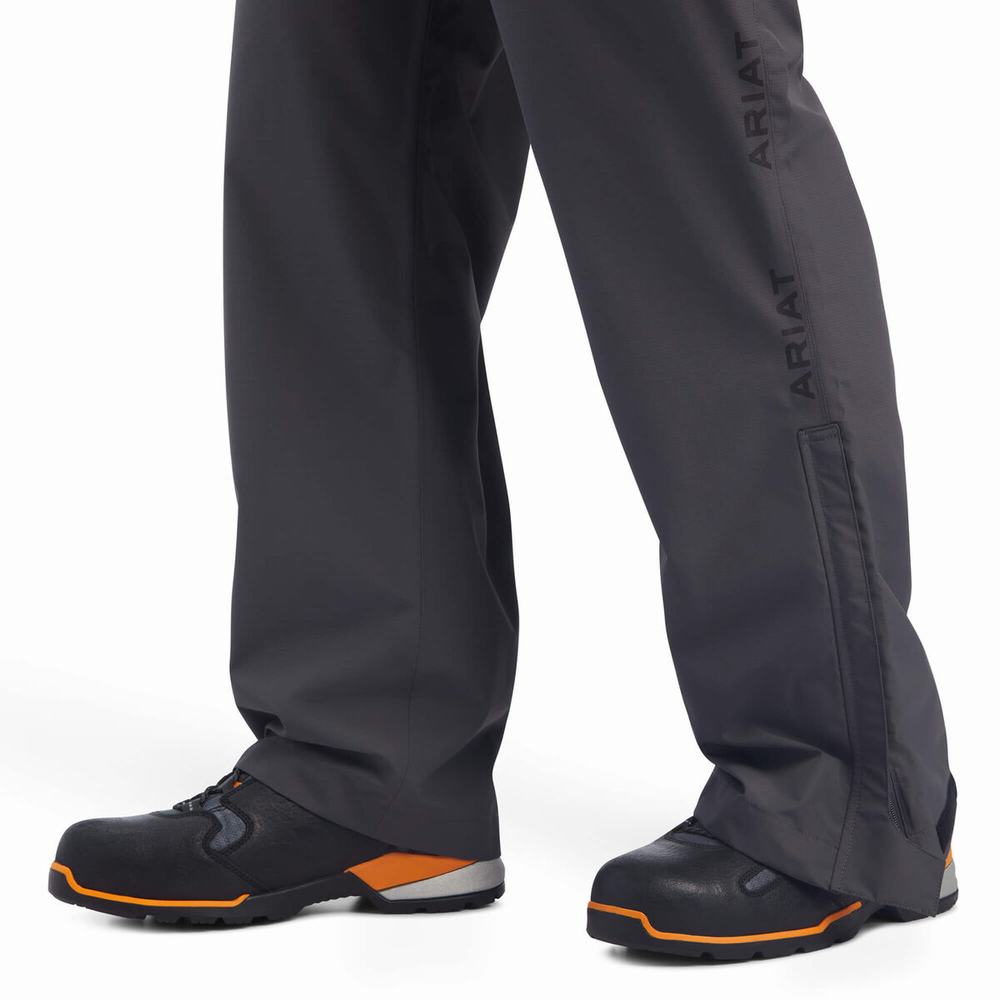 Grey Men's Ariat Rebar Stormshell Waterproof Pants | 1894-KDNHB