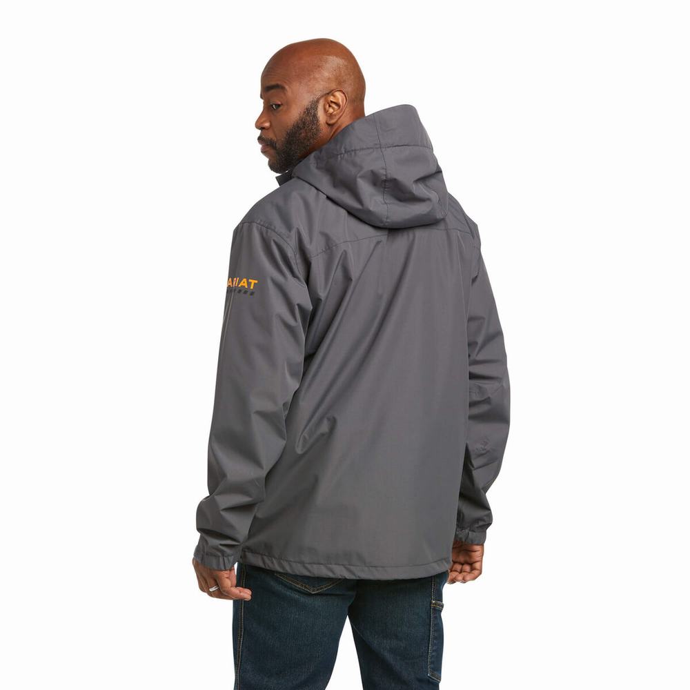 Grey Men's Ariat Rebar Stormshell Waterproof Jackets | 6054-FKUJZ