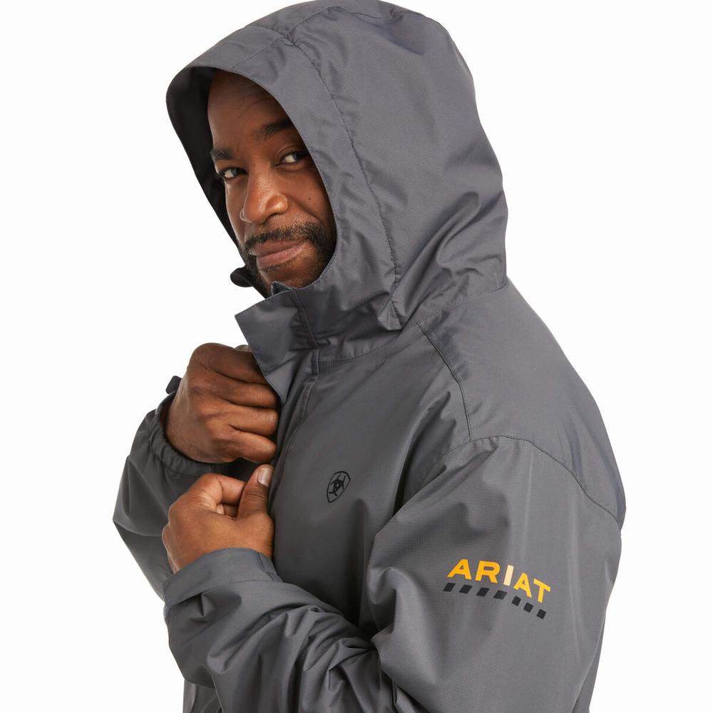 Grey Men's Ariat Rebar Stormshell Waterproof Jackets | 6054-FKUJZ