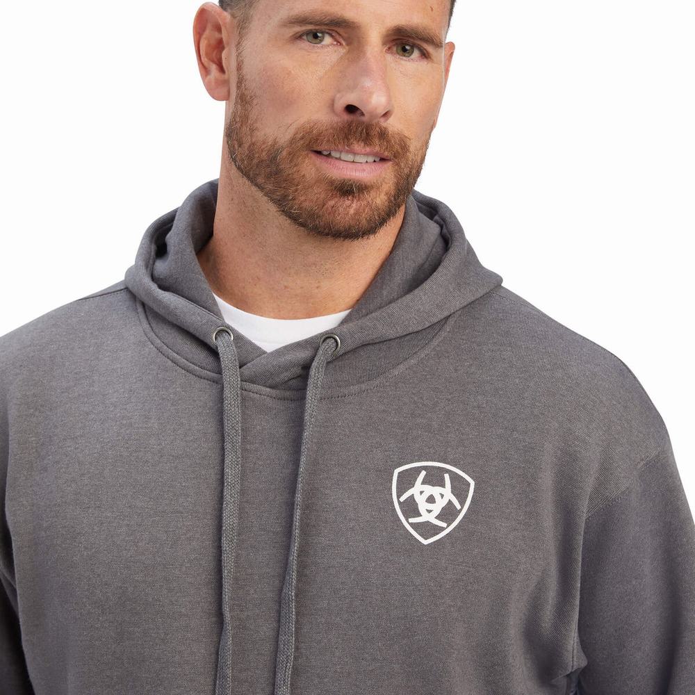 Grey Men's Ariat Southwest Shield Hoodies | 1860-ELQHM