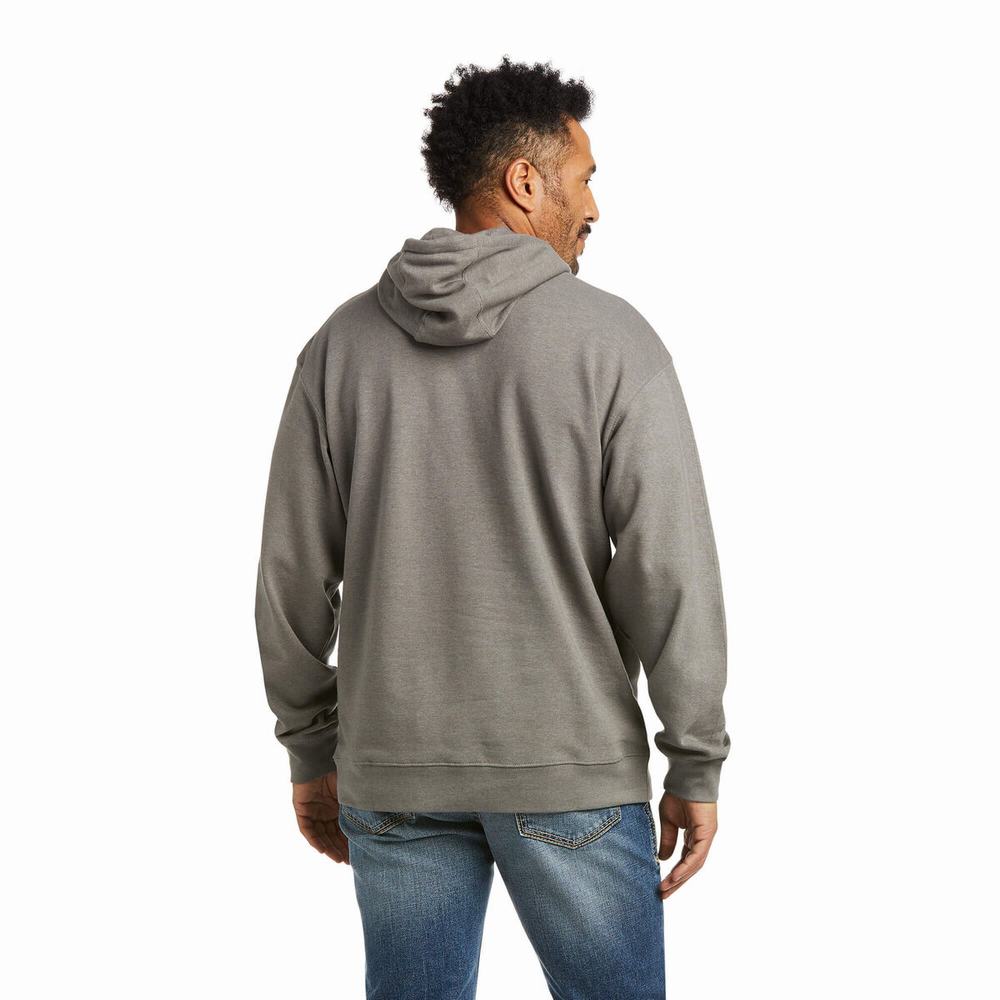 Grey Red Men's Ariat Basic Hoodies | 3807-CPDWZ