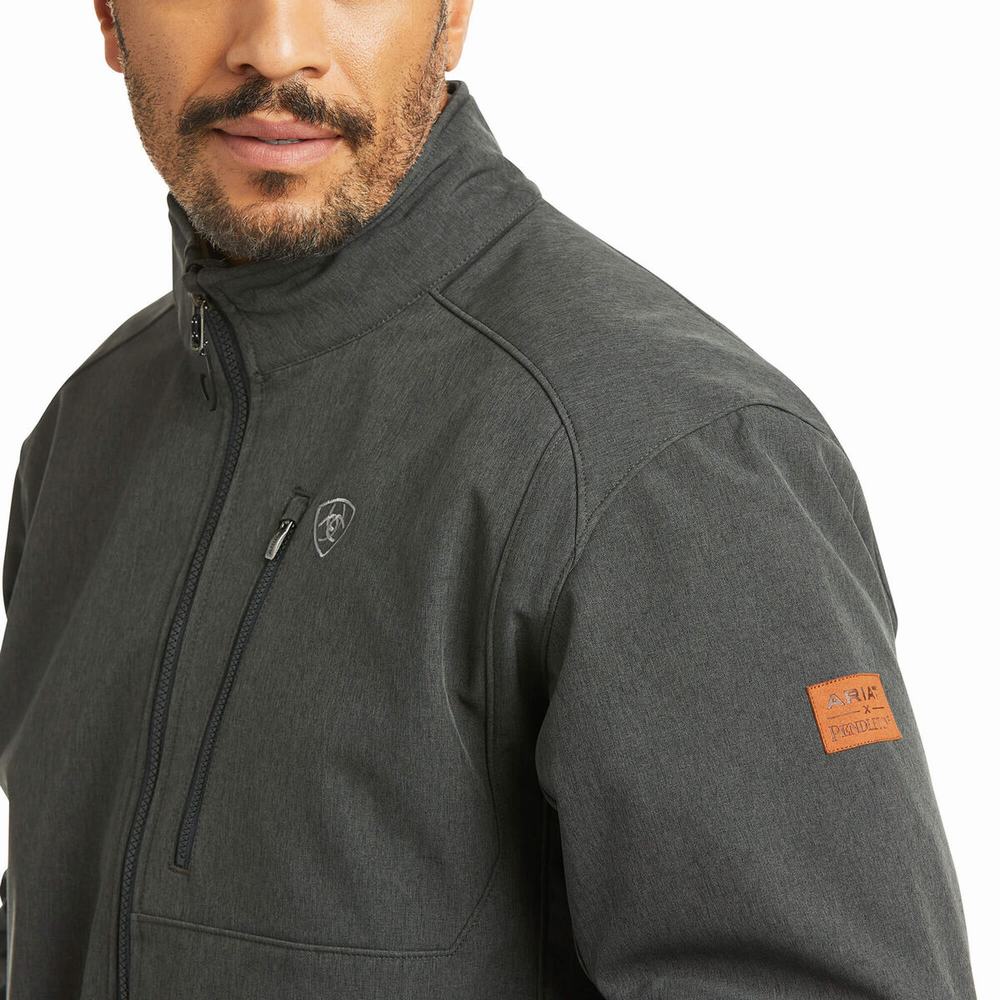 Grey Stripes Men's Ariat Pendleton Logo 2.0 Softshell Jackets | 2154-TZSXH