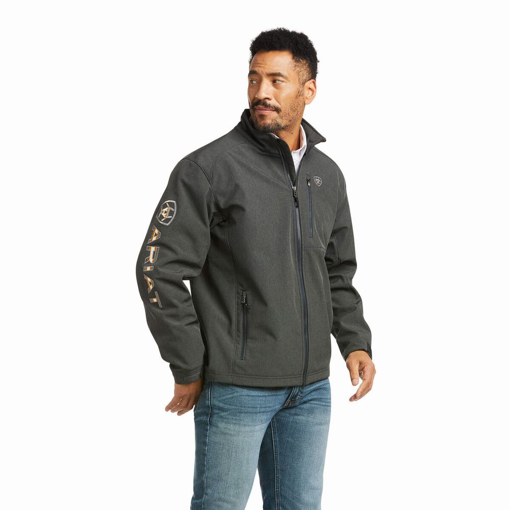 Grey Stripes Men\'s Ariat Pendleton Logo 2.0 Softshell Jackets | 2154-TZSXH