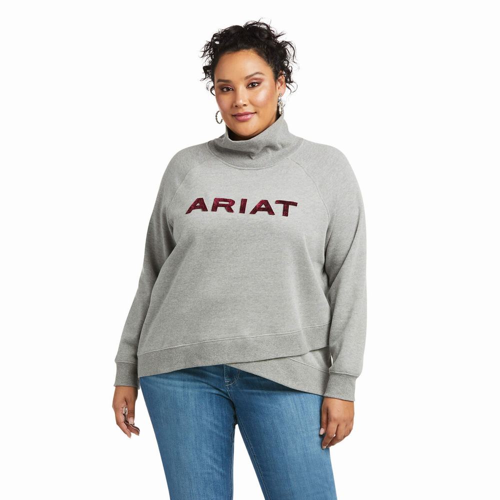 Grey Women's Ariat REAL Crossover Hoodies | 0514-UJAGO