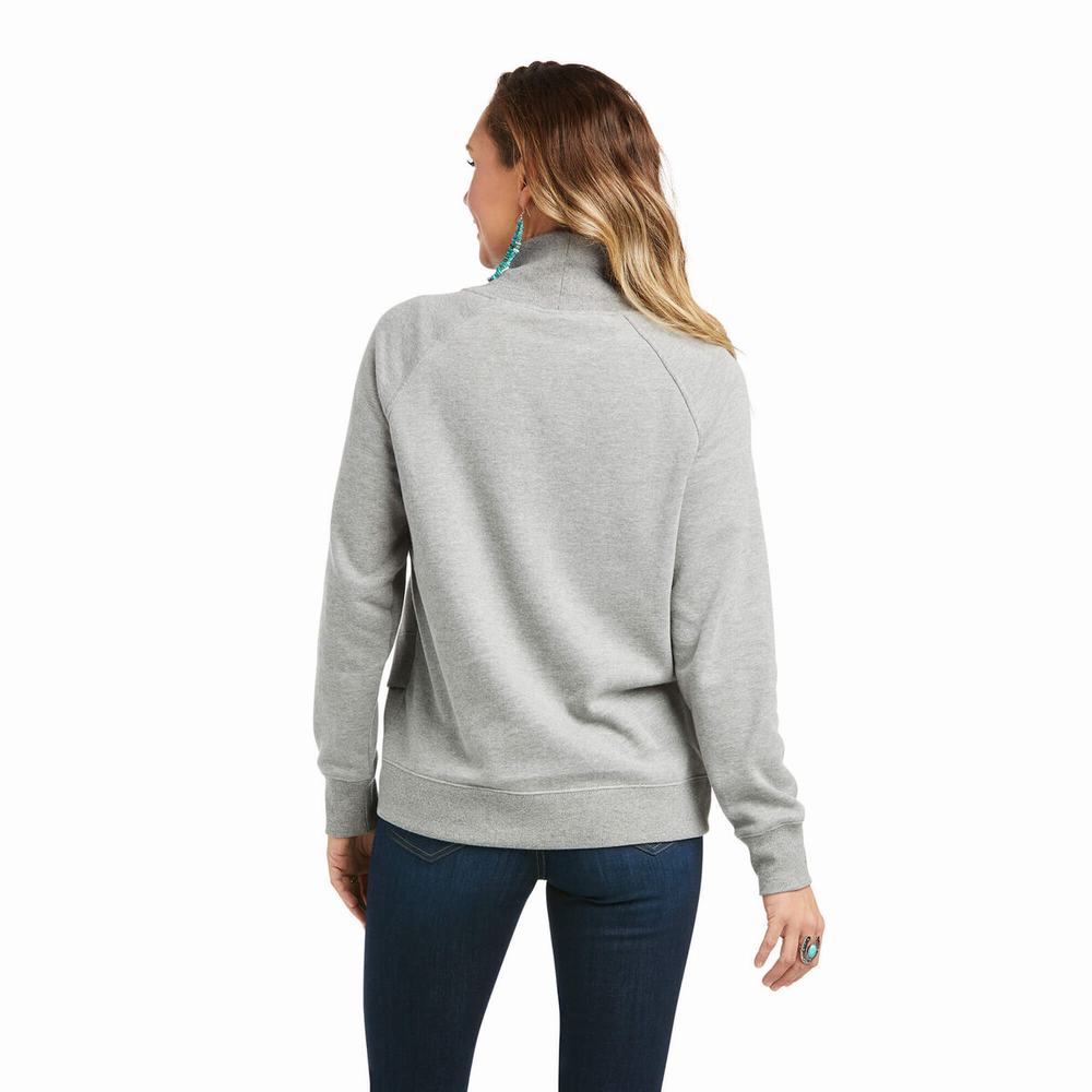 Grey Women's Ariat REAL Crossover Hoodies | 0514-UJAGO