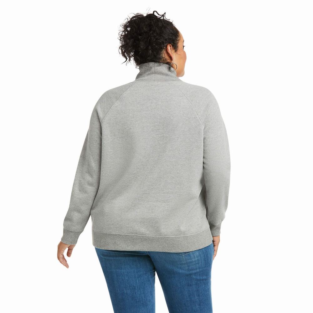 Grey Women's Ariat REAL Crossover Hoodies | 0514-UJAGO