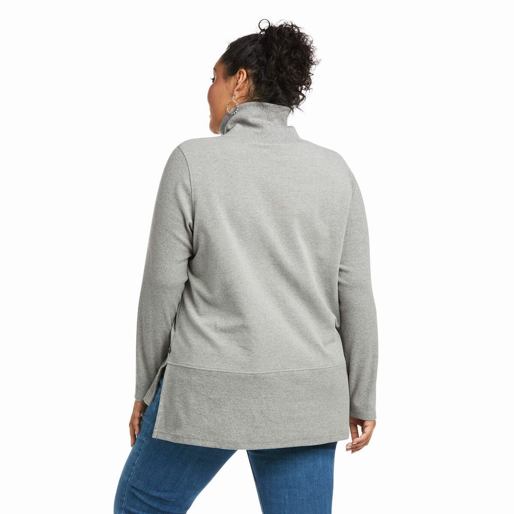 Grey Women's Ariat REAL Funnel Sweaters | 0195-RHBWJ