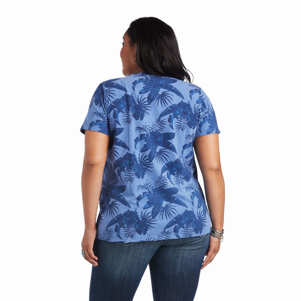 Grey Women's Ariat REAL Island Tops | 2103-MAVOU