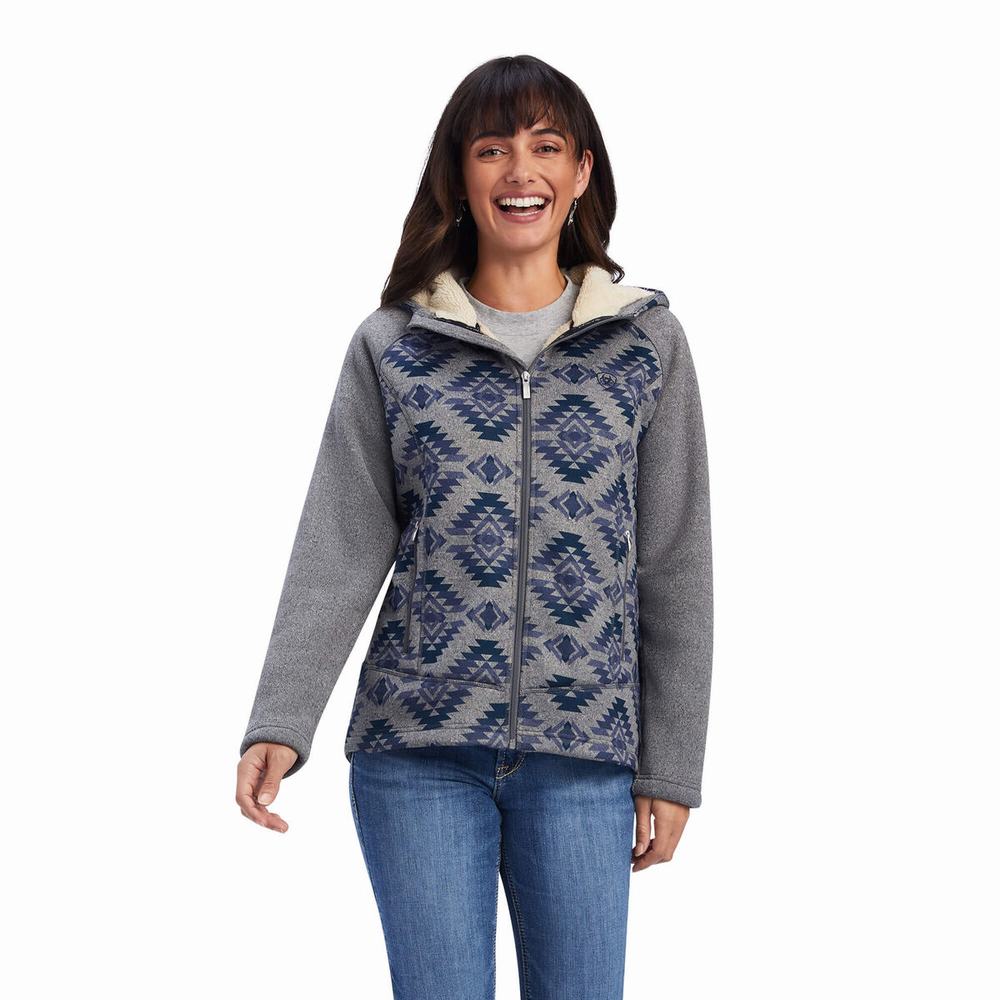 Grey Women\'s Ariat REAL McCall Full Zip Sweaters | 8125-JUHGZ