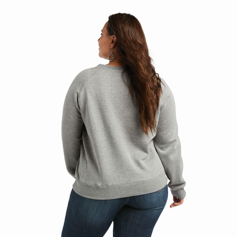 Grey Women's Ariat REAL Pacific Steerhead Hoodies | 7398-RCTVP