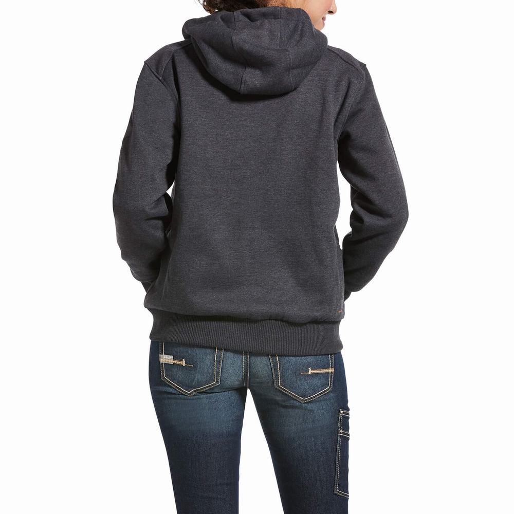 Grey Women's Ariat Rebar All-Weather Full Zip Hoodies | 3169-TXBEQ