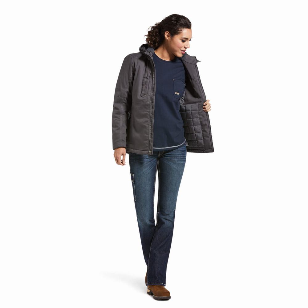 Grey Women's Ariat Rebar DuraCanvas Insulated Jackets | 2015-ZTMDC