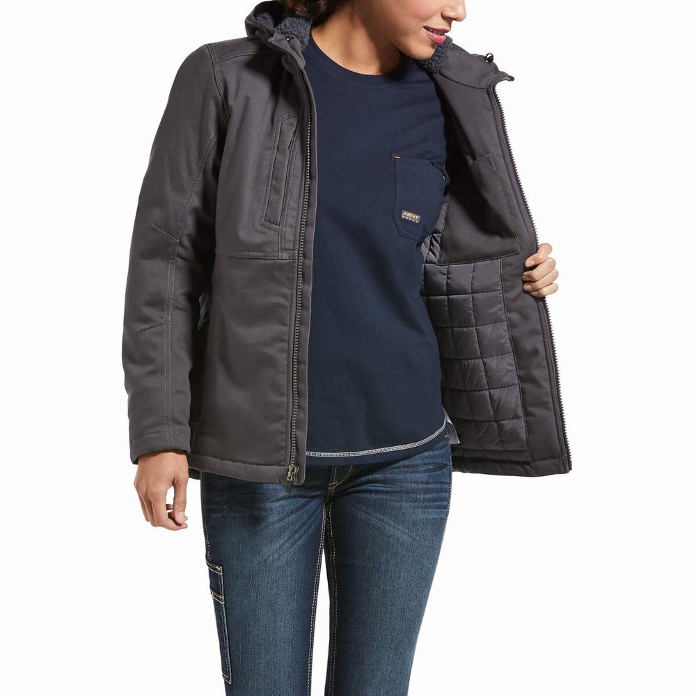 Grey Women's Ariat Rebar DuraCanvas Insulated Jackets | 2015-ZTMDC