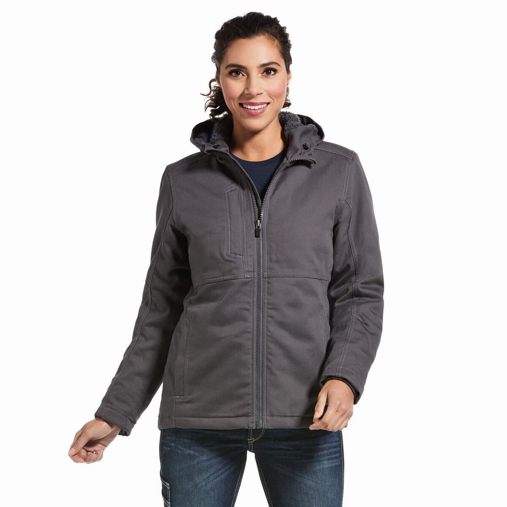 Grey Women\'s Ariat Rebar DuraCanvas Insulated Jackets | 2015-ZTMDC