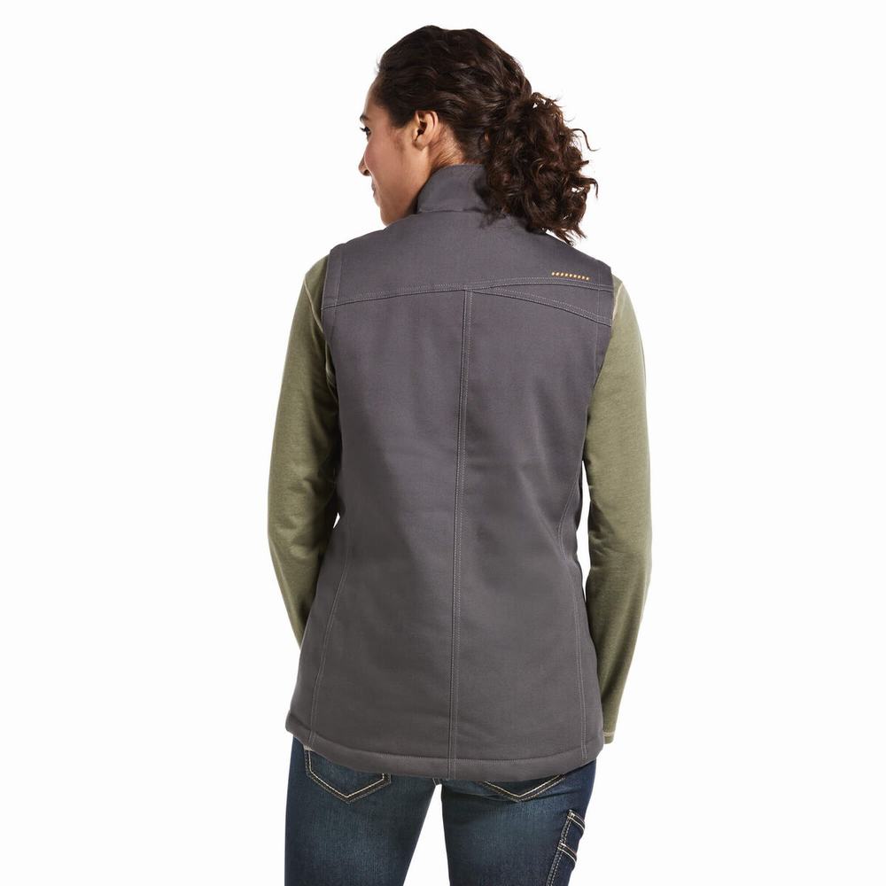 Grey Women's Ariat Rebar DuraCanvas Insulated Vests | 7048-QHDUV