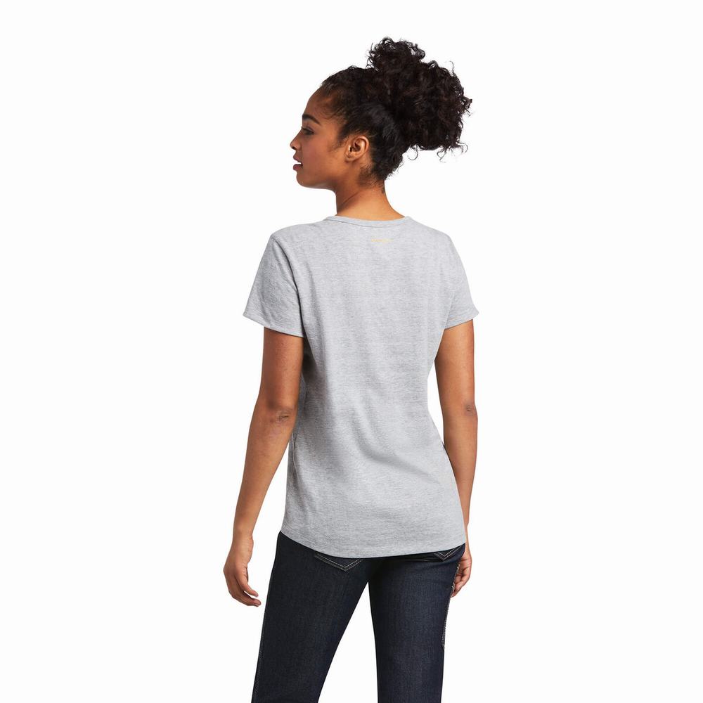 Grey Women's Ariat Rebar Henley Tops | 5230-RNDHX