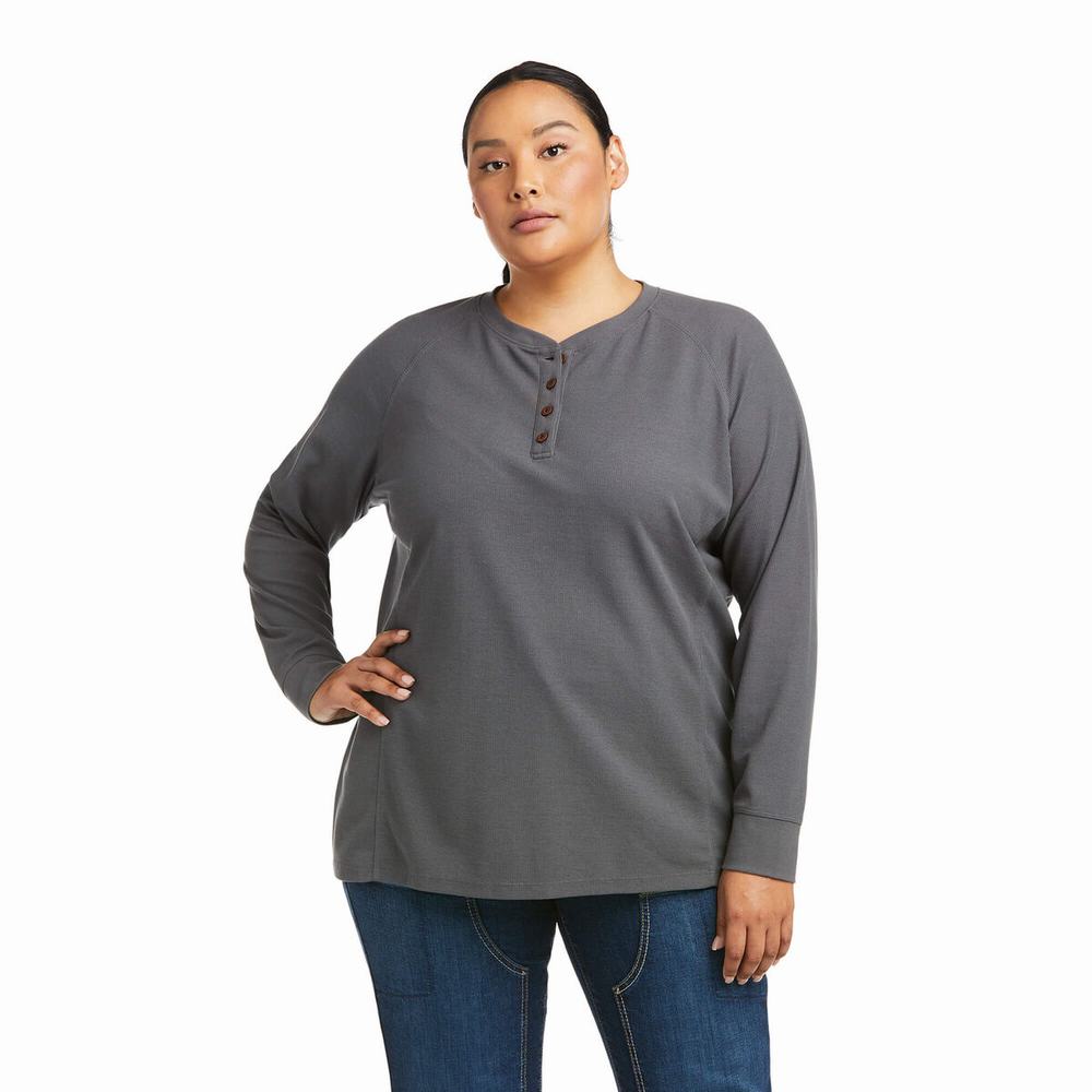 Grey Women's Ariat Rebar Thermal Shirts | 2491-KCTMS