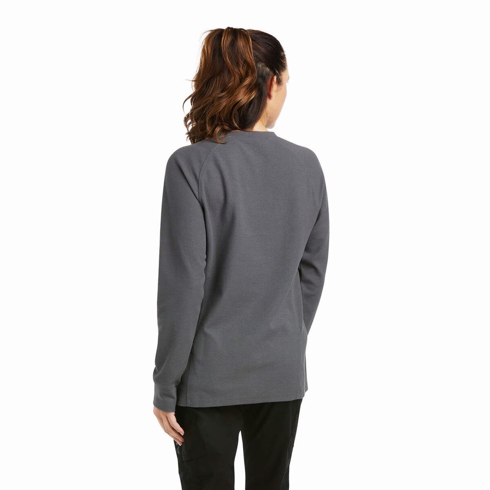 Grey Women's Ariat Rebar Thermal Shirts | 2491-KCTMS