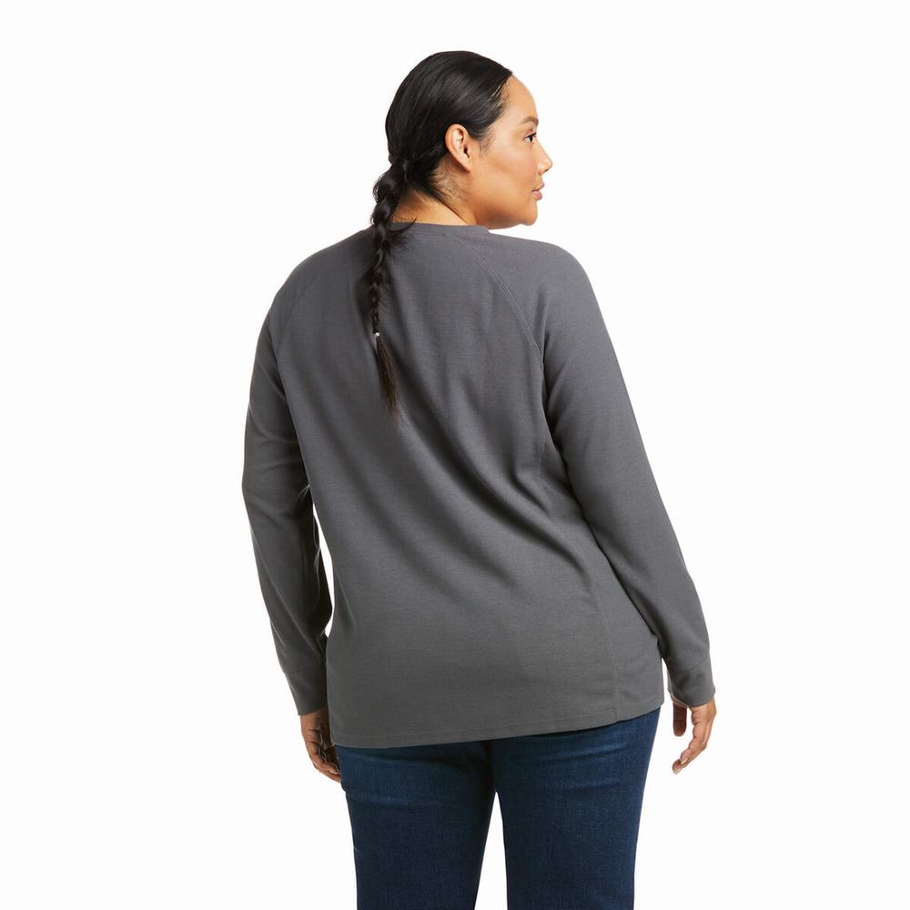 Grey Women's Ariat Rebar Thermal Shirts | 2491-KCTMS