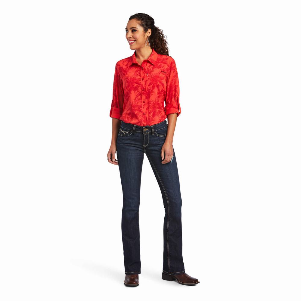 Grey Women's Ariat VentTEK Stretch Tops | 3271-QWBAF