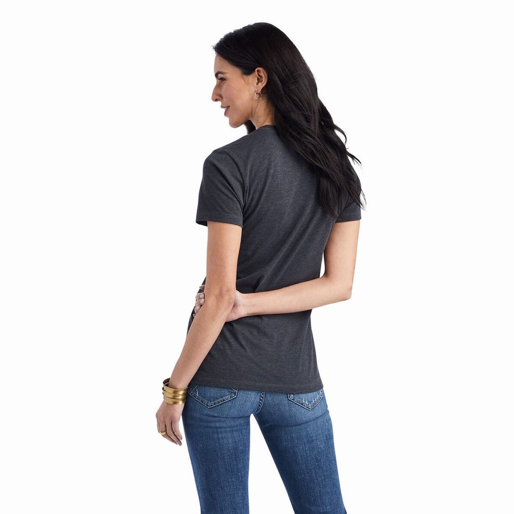 Grey Women's Ariat Wheat Script Tops | 4793-FTLMR