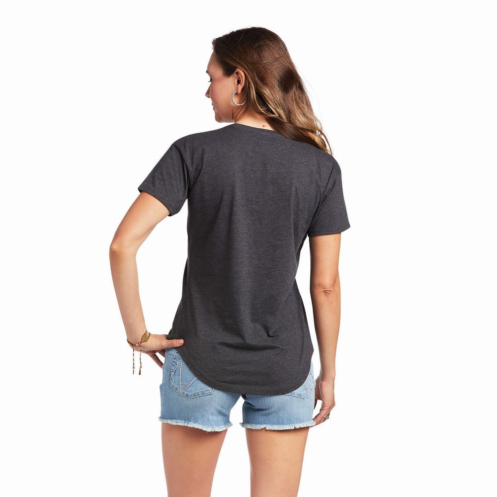 Grey Women's Ariat Wild Country Tops | 8503-XWULY