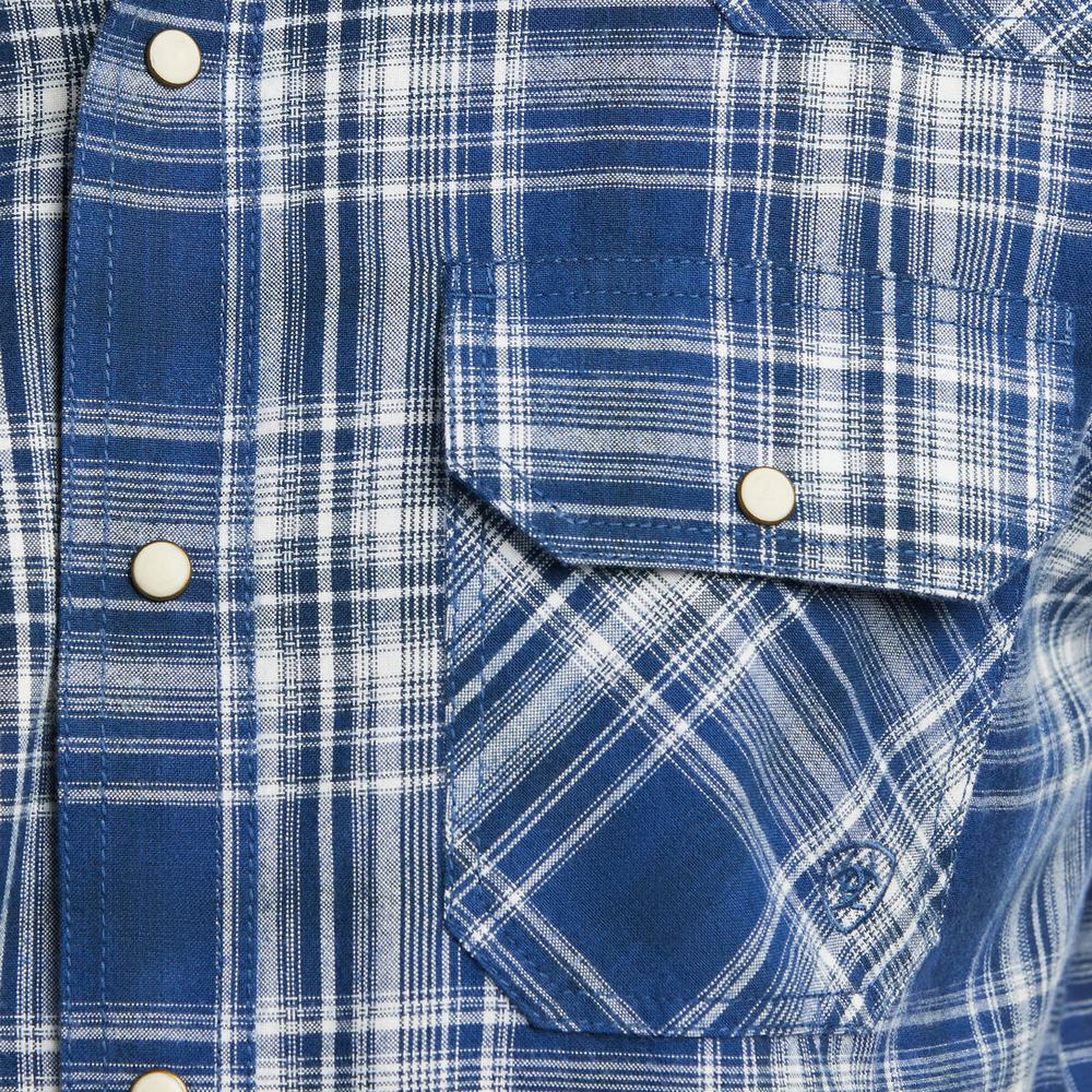 Indigo Men's Ariat Hempstead Retro Fit Shirts | 5260-WCBSM