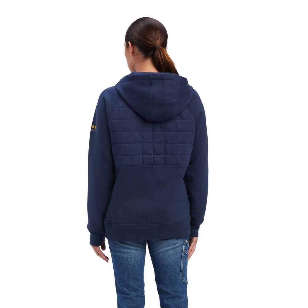 Indigo Women's Ariat Rebar Regulator Full Zip Hoodies | 4392-EPXLB