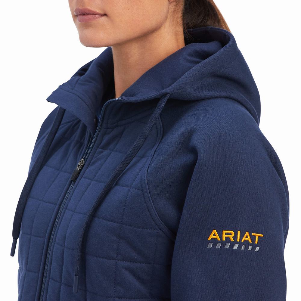 Indigo Women's Ariat Rebar Regulator Full Zip Hoodies | 4392-EPXLB