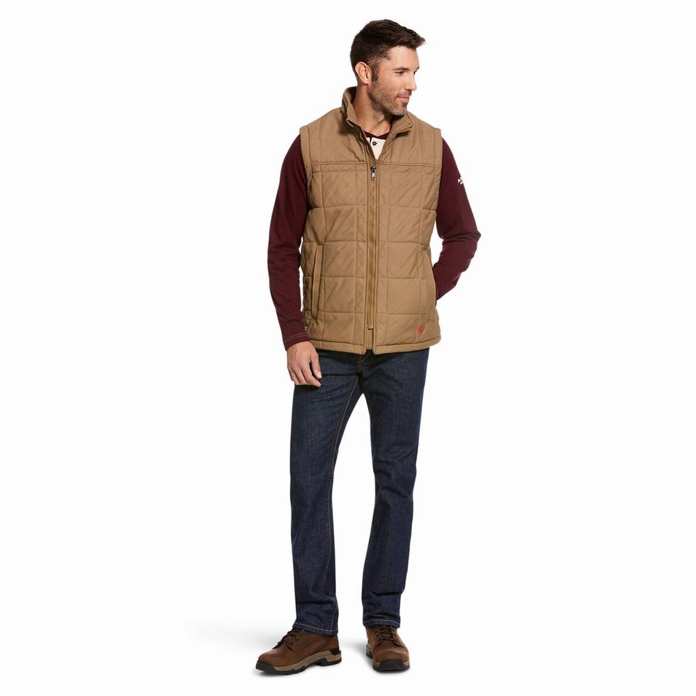 Khaki Men's Ariat FR Crius Insulated Jackets | 1960-CITNW