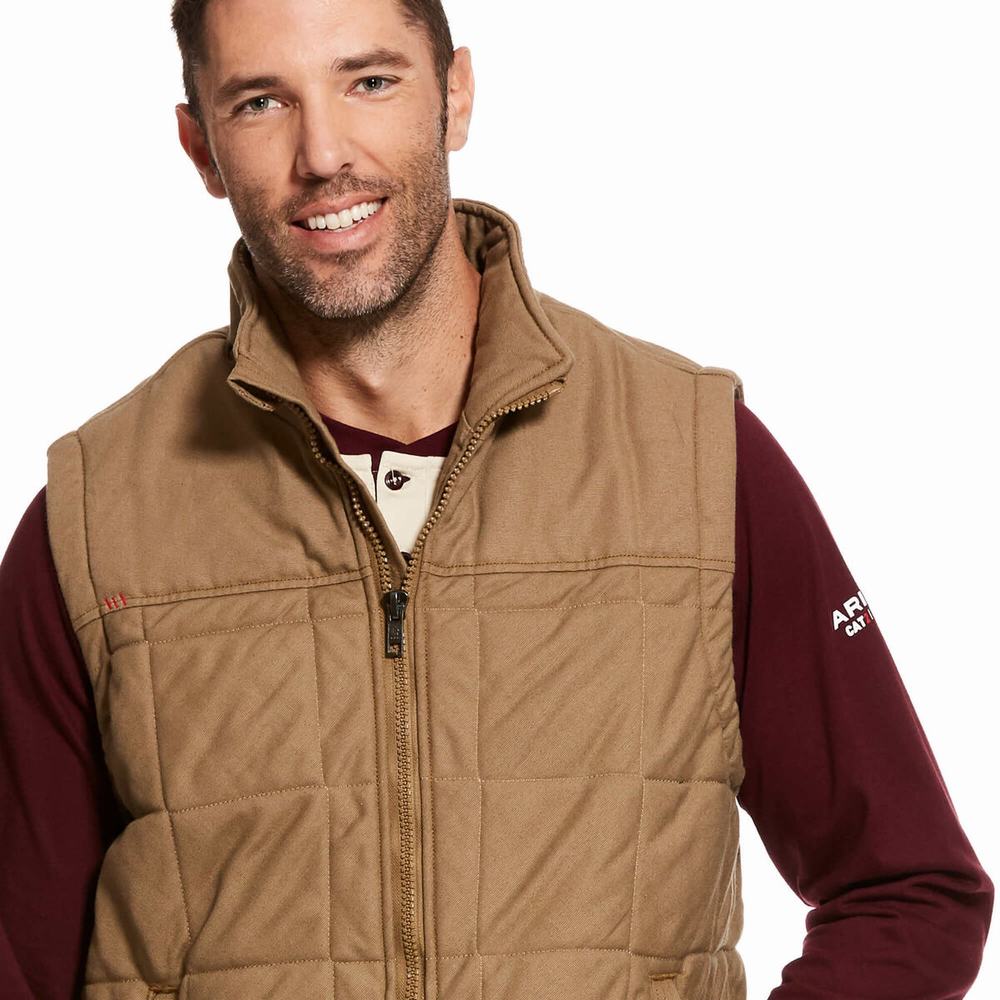 Khaki Men's Ariat FR Crius Insulated Jackets | 1960-CITNW