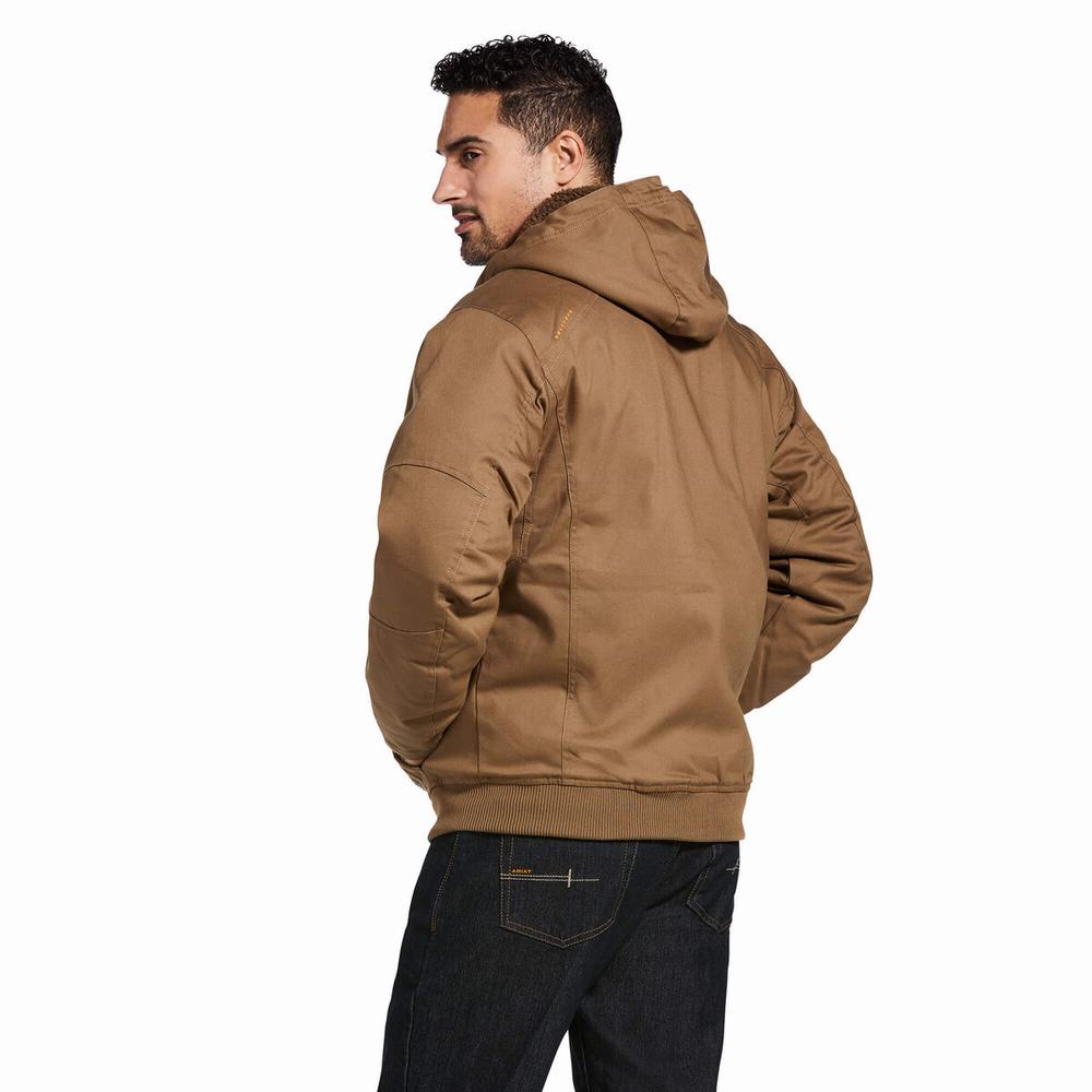 Khaki Men's Ariat Rebar DuraCanvas Jackets | 3670-PEZRB