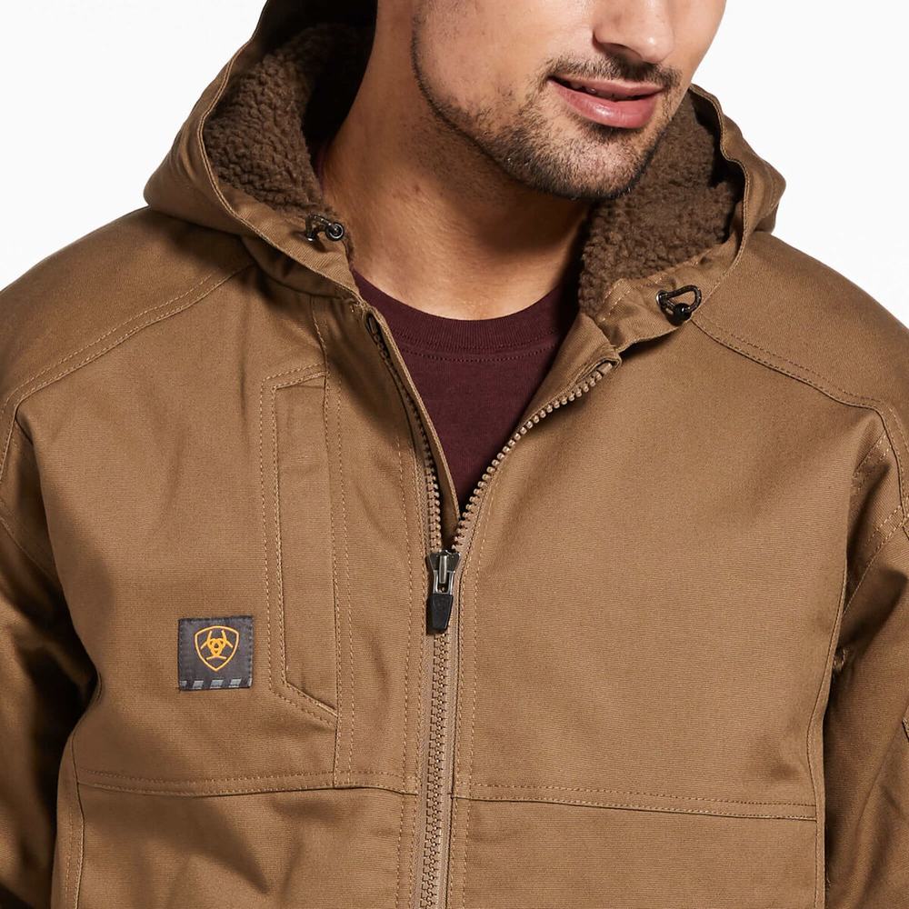 Khaki Men's Ariat Rebar DuraCanvas Jackets | 3670-PEZRB