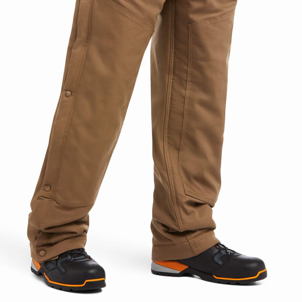 Khaki Men's Ariat Rebar DuraCanvas Stretch Insulated Pants | 3492-VUQGH