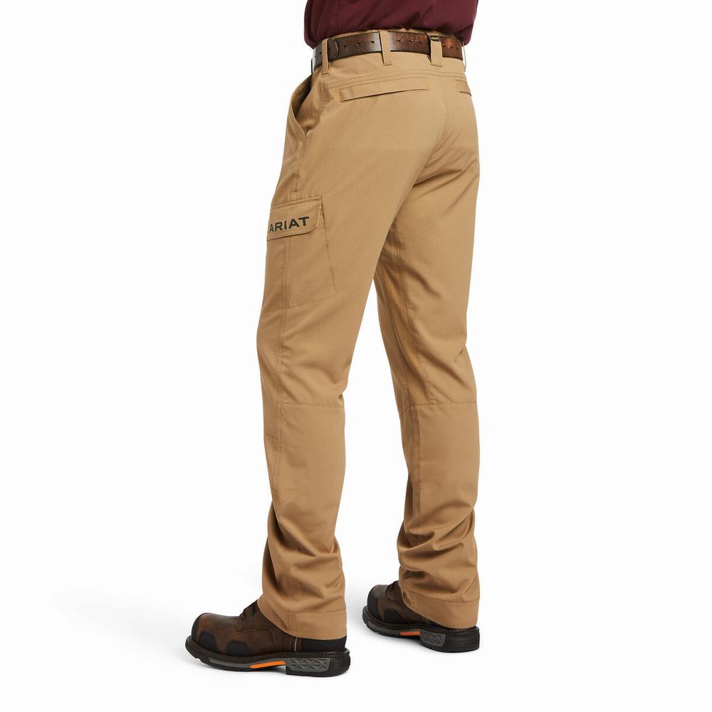 Khaki Men's Ariat Rebar M5 Flow Ultralight Leg Pants | 2590-IZPCS