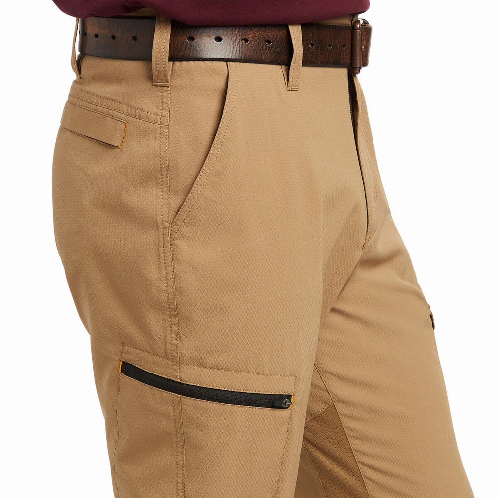 Khaki Men's Ariat Rebar M5 Flow Ultralight Leg Pants | 2590-IZPCS